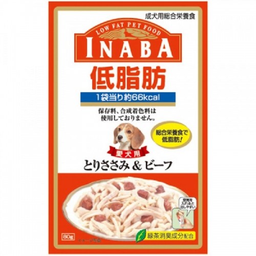 INABA 低脂肪軟包 雞肉+牛肉濕狗糧
