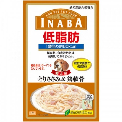 INABA 低脂肪軟包 雞肉+雞軟骨濕狗糧