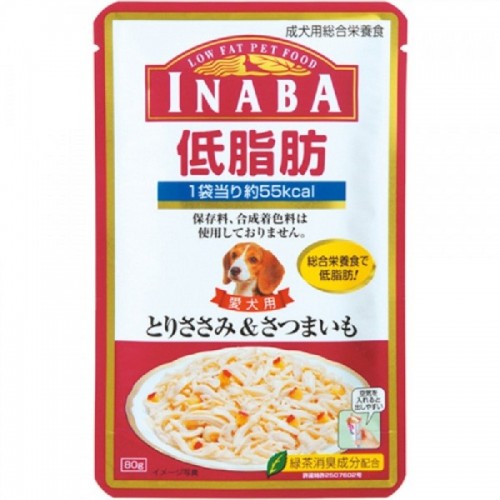 INABA 低脂肪軟包 雞小胸肉+地瓜(甜薯)濕狗糧