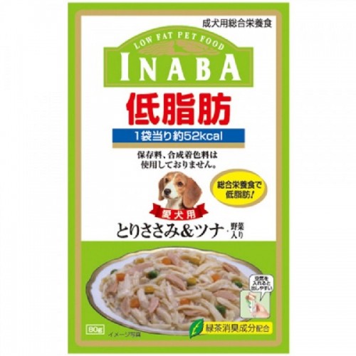 INABA 低脂肪軟包 雞小胸肉+金倉魚+蔬菜濕狗糧