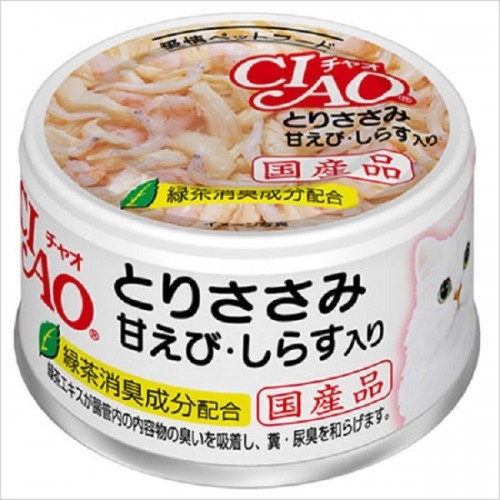 CIAO 雞肉甜蝦+白飯魚貓罐頭