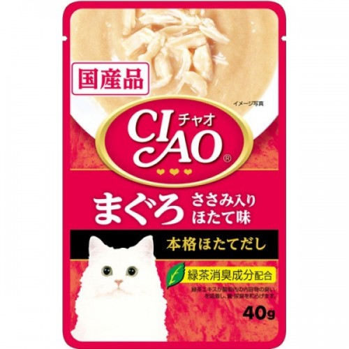 CIAO 吞拿魚+雞肉+帶子味(帶子湯底)袋裝濕貓糧