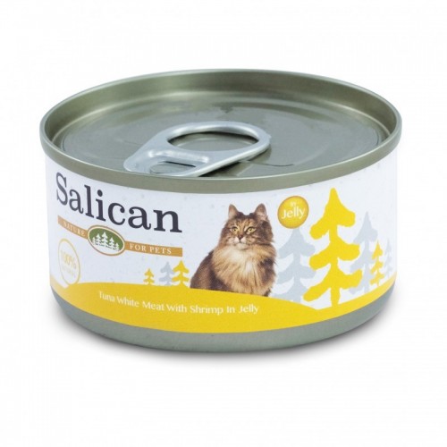SALICAN 挪威森林 白肉吞拿魚+鮮蝦啫喱(黃)貓罐頭