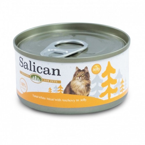 SALICAN 挪威森林 白肉吞拿魚+鯷魚啫喱(橙)貓罐頭