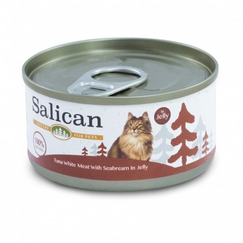 SALICAN 挪威森林 白肉吞拿魚+鯛魚啫喱(啡)貓罐頭