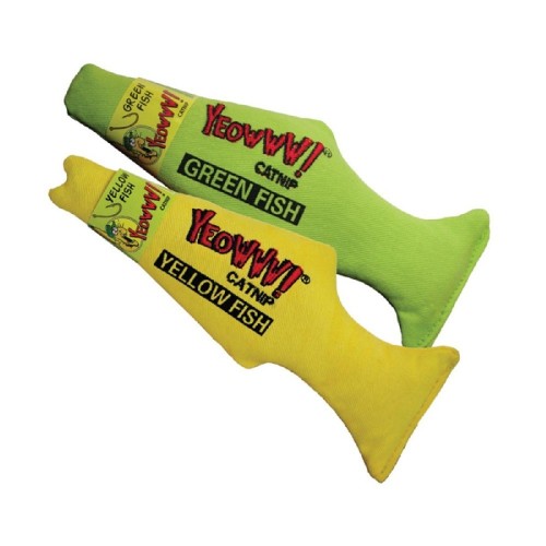 YEOWWW! 貓草玩具 - 魚 綠色/黃色
