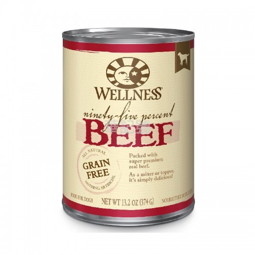 WELLNESS 無穀物95%鮮牛肉狗罐頭 374 G